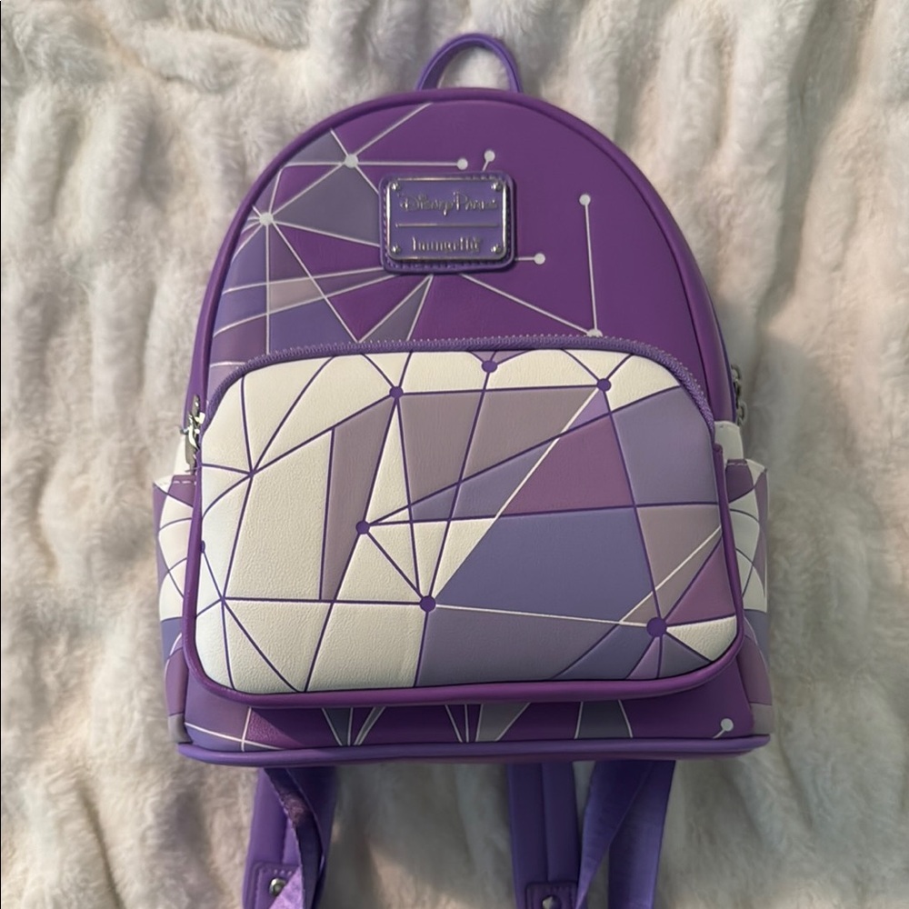 Loungefly Purple and White Purple Wall Geometric Backpack Disney Magic Kingdom
